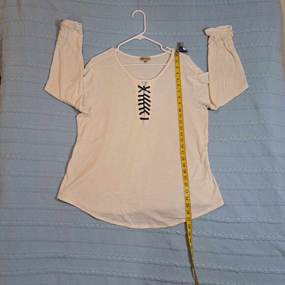 Democracy Women's 3/4‎ Sleeves Pullover Top Size XL Round Neck Heather Beige - Picture 8 of 14